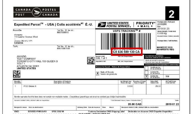 canada post tracking number examples